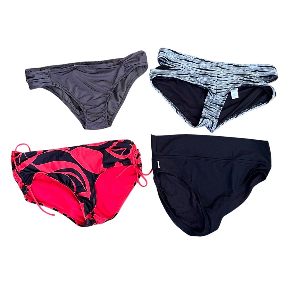 BUNDLE/LOT OF 4 Swim Suit Bikini Bottoms ATHLETA JAG CAPTIVA Black Red Gray SZ M